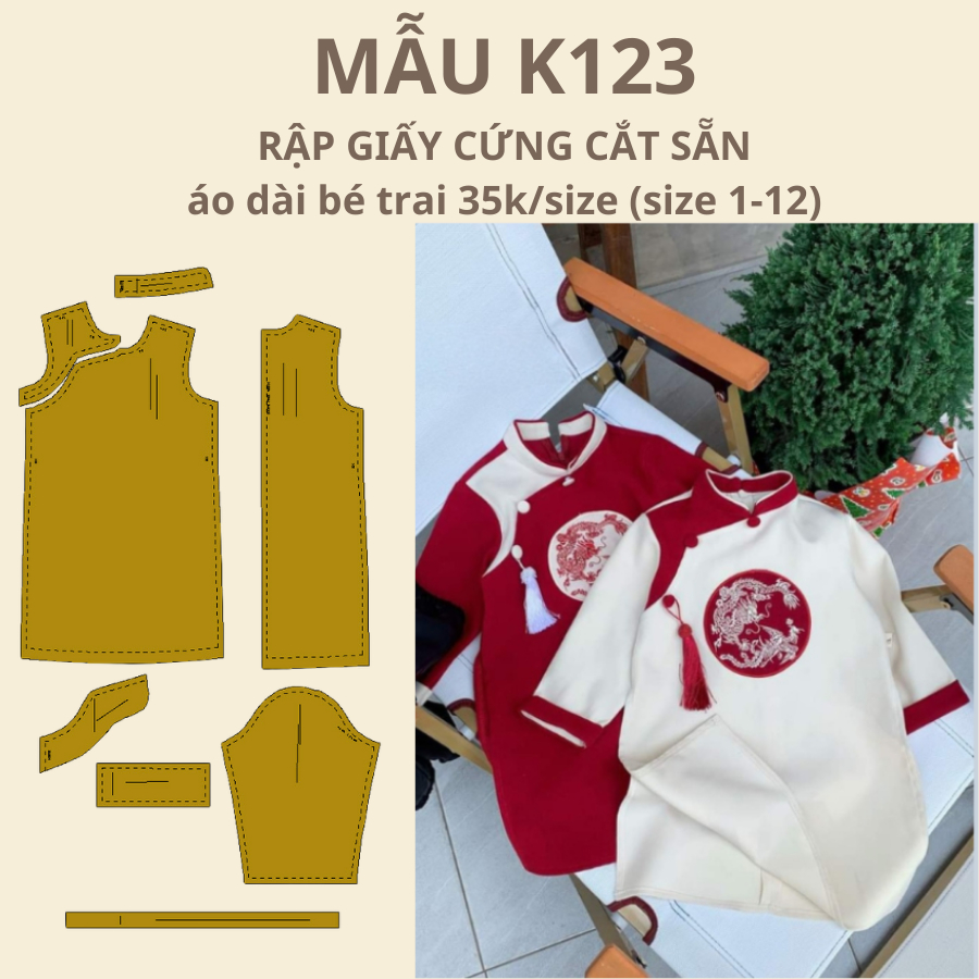 แผ่นกระดาษแข็งสําหรับ BOYS Ao Dai K123