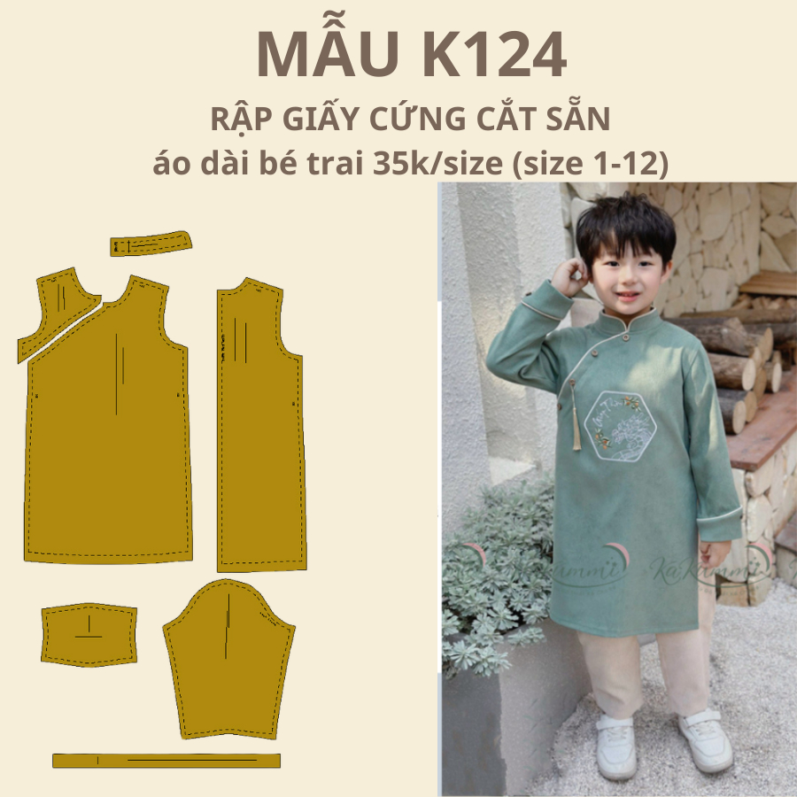 แผ่นกระดาษแข็งสําหรับ BOYS Ao Dai K124