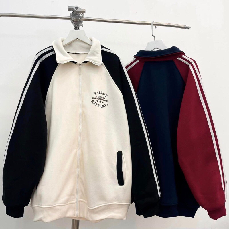 เสื้อแจ็คเก็ตซิปสักหลาดผ้าฝ้ายลาย Nariele_HT.Store96