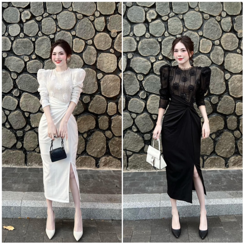 ชุดเดรสสีขาวที่ออกแบบมาสําหรับปาร์ตี้พองตัวหรูหราสุด ๆ สําหรับผู้หญิงที่โรงงานเสื้อผ้า na Bui