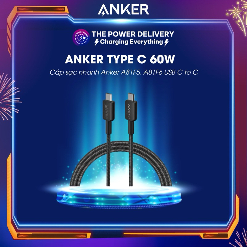 Anker A81F5, A81F6 USB C to C 3ft/0.9M 6ft/1.8m ไนลอนถักสายชาร์จเร็ว