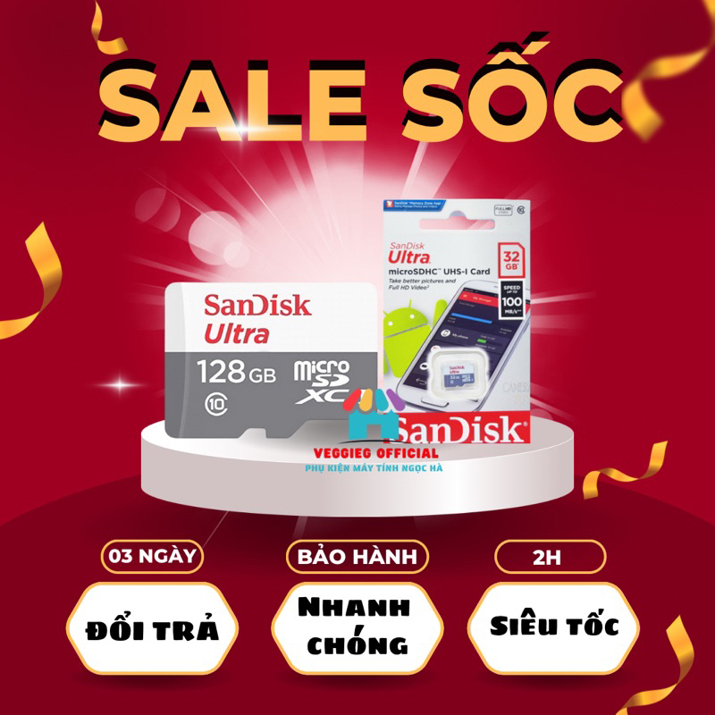[2H EXPRESS] SanDisk Ultra class 10 ความจุการ์ดหน่วยความจํา 32GB/ 64GB/ 128G ความเร็วสูง 100mb/s, มา
