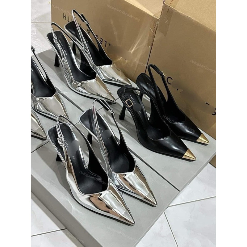 [มีจําหน่าย] Cka รองเท้าส้นสูงหัวแหลมโลหะ 3 สี สูง 7 ซม. Fullbox 8145