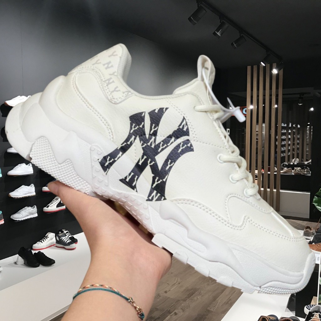 Shoes_MLB ผู้ชายและผู้หญิง, Shoes_MLB NY กีฬาสีดําแฟชั่น Cowhide 3D พิมพ์เพิ่มความสูงผลิตภัณฑ์ที่สวย