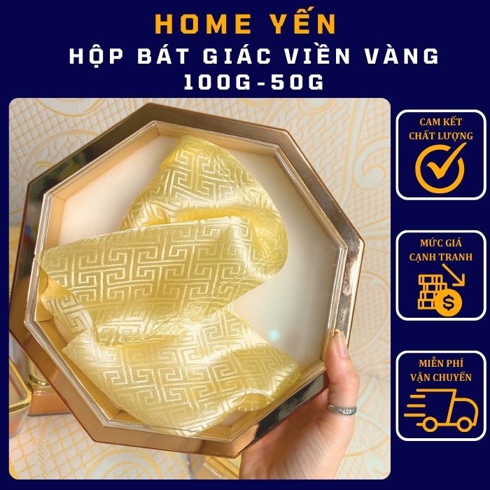 [REAL PHOTO] กล่องแปดเหลี่ยมขอบทองบรรจุรังนกพรีเมี่ยม ถั่งเช่า โสม - 100g,50g,30g - HOME YEN