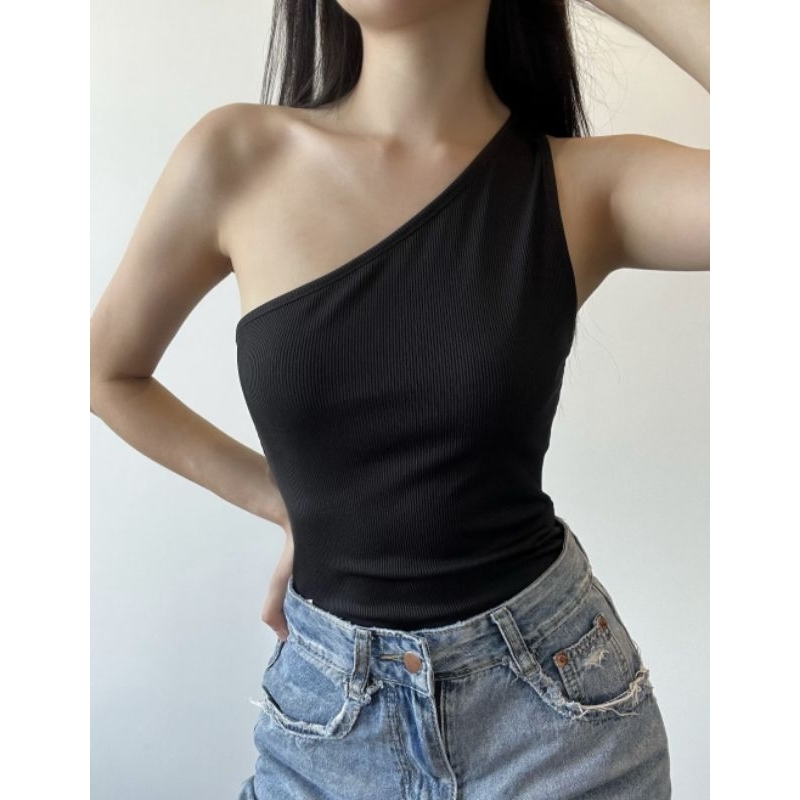 เสื้อกล้ามปาดไหล่แบบฟอร์มยาวพร้อมสร้อยคอระดับไฮเอนด์ฟรีเมื่อซื้อเสื้อสองตัวใดๆ
