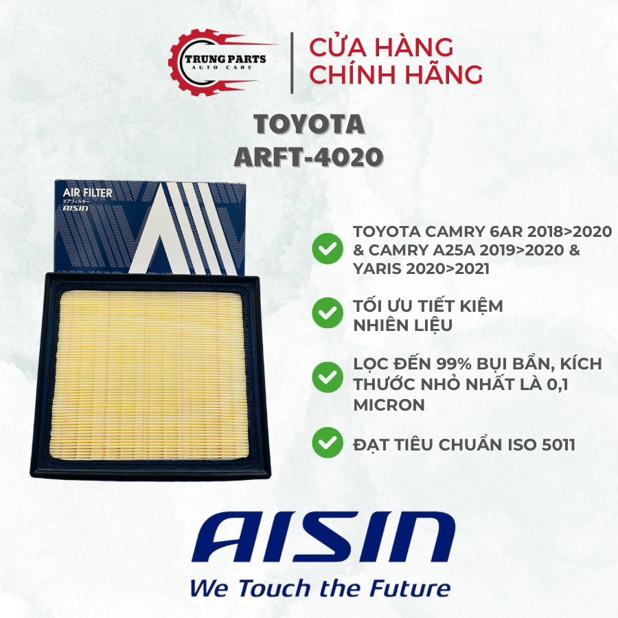 กรองแอร์เครื่อง Toyota - CAMRY A25A, 6AR-FBS & YARIS รุ่น 20-21 รหัส 17801-25020 ยี่ห้อ AISIN ARFT-4