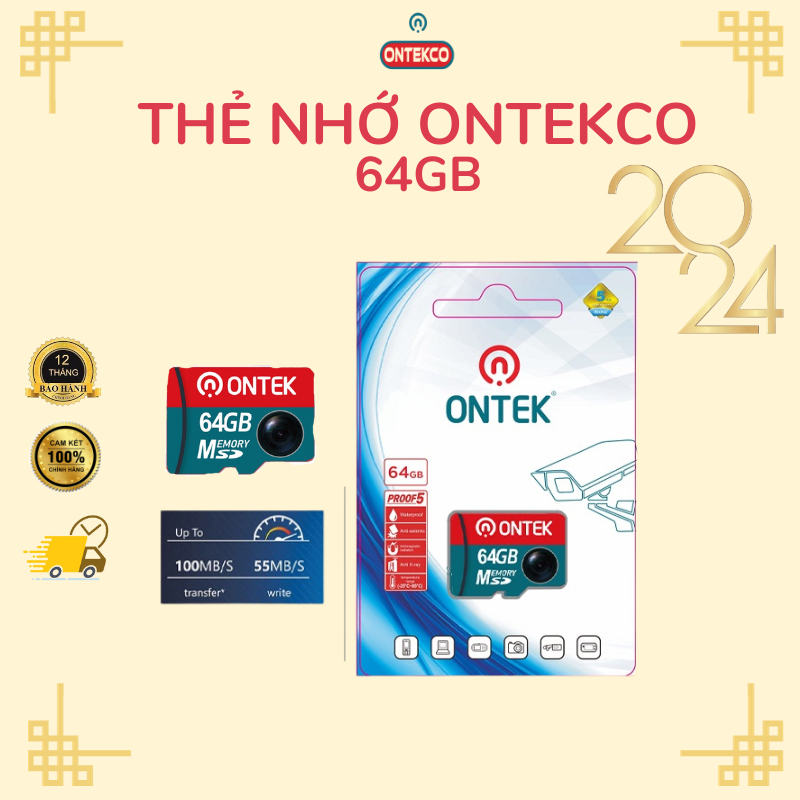 เมมโมรี่การ์ด ONTEKCO 64G micro SD พร้อมความเร็วสูงสุด 80M/s เฉพาะสําหรับกล้อง