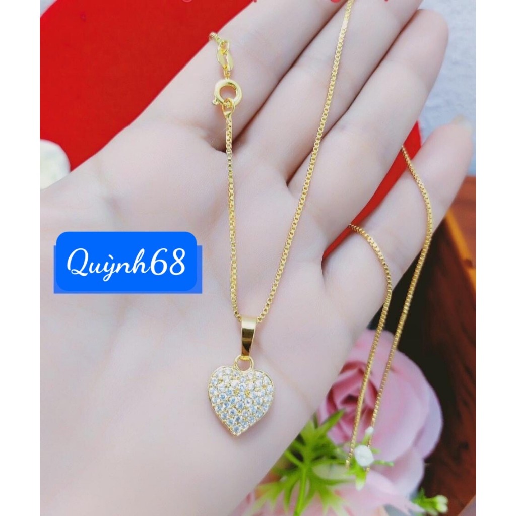 สร้อยคอผู้หญิงเคลือบทองโซ่พร้อมจี้ซ้ายเต็มไปด้วยหิน Quynh68DTS0737+MTS0549