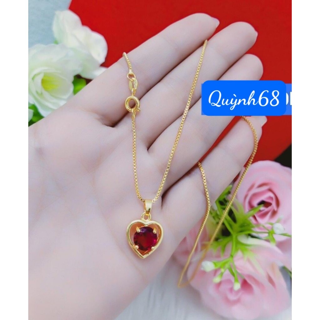 สร้อยคอผู้หญิงเคลือบทอง โซ่พร้อมจี้หินสีแดง ที่ไหน68DTS0739+MTS0670