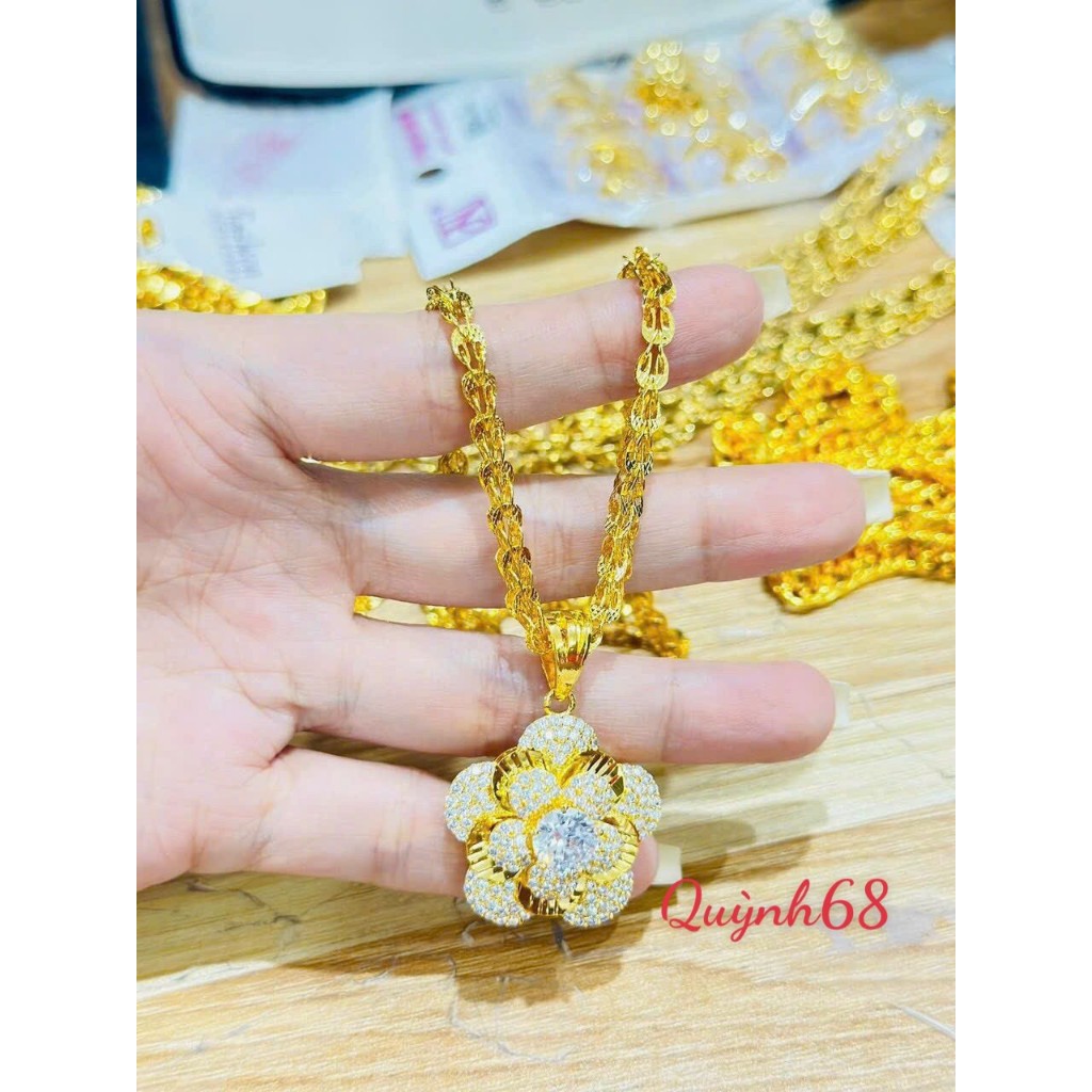 สร้อยคอผู้หญิงเคลือบทองสร้อยคอฟีนิกซ์กับจี้ดอกไม้แอปริคอทหลายกลีบน่ารัก ที่ไหน68DTS1568+MTS0300
