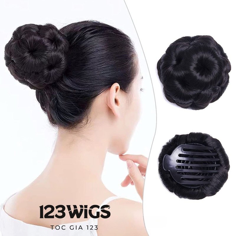 123WIGS - วิกผมมวยดอกไม้แฟชั่นสําหรับผู้หญิง SB1005
