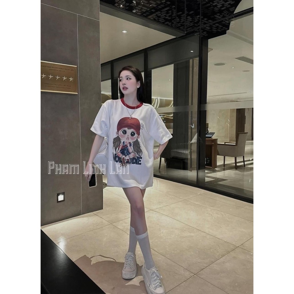 T-Shirt เสื้อยืดผู้หญิงแขนทรงหลวม ปกปิดสไตล์ Cotton Group Matching Pants 40-70KG รุ่น AOPHONONGBBDOI