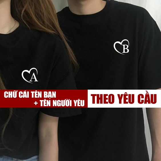 LOVE COUPLES T-SHIRT S24T10011 - 4C ผ้าคอตตอนมีสายคล้องคอ สินค้าคุณภาพสูง (ภาพจริง)