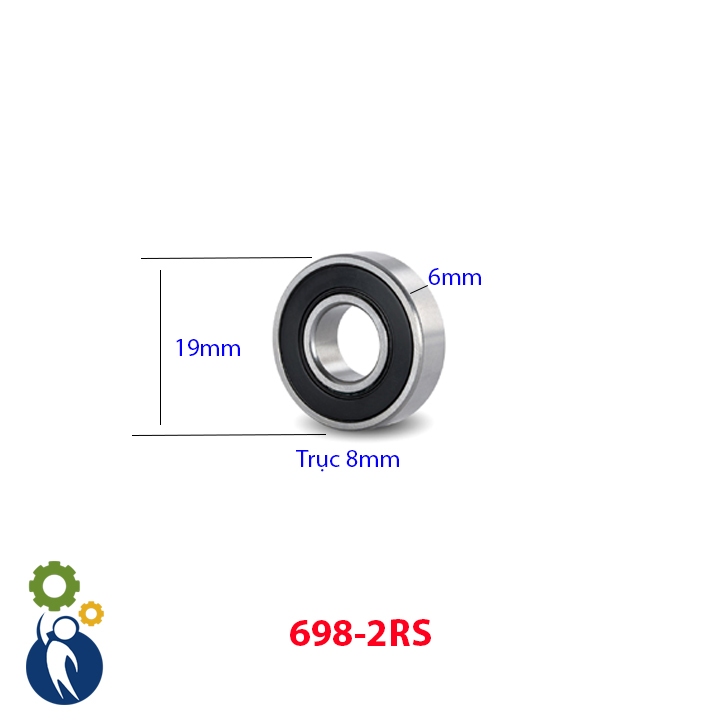 แบริ่งเพลา 8 มม. 8x19x6 มม. 698-2RS