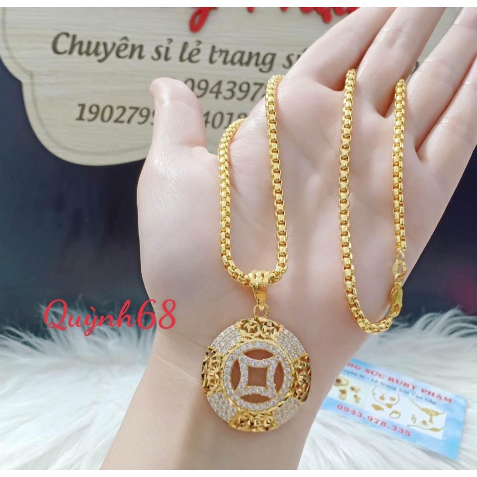 สร้อยคอผู้หญิงสร้อยคอนกยูงพร้อมจี้เหรียญนําโชค ที่ไหน68DTS1279+MTS0019