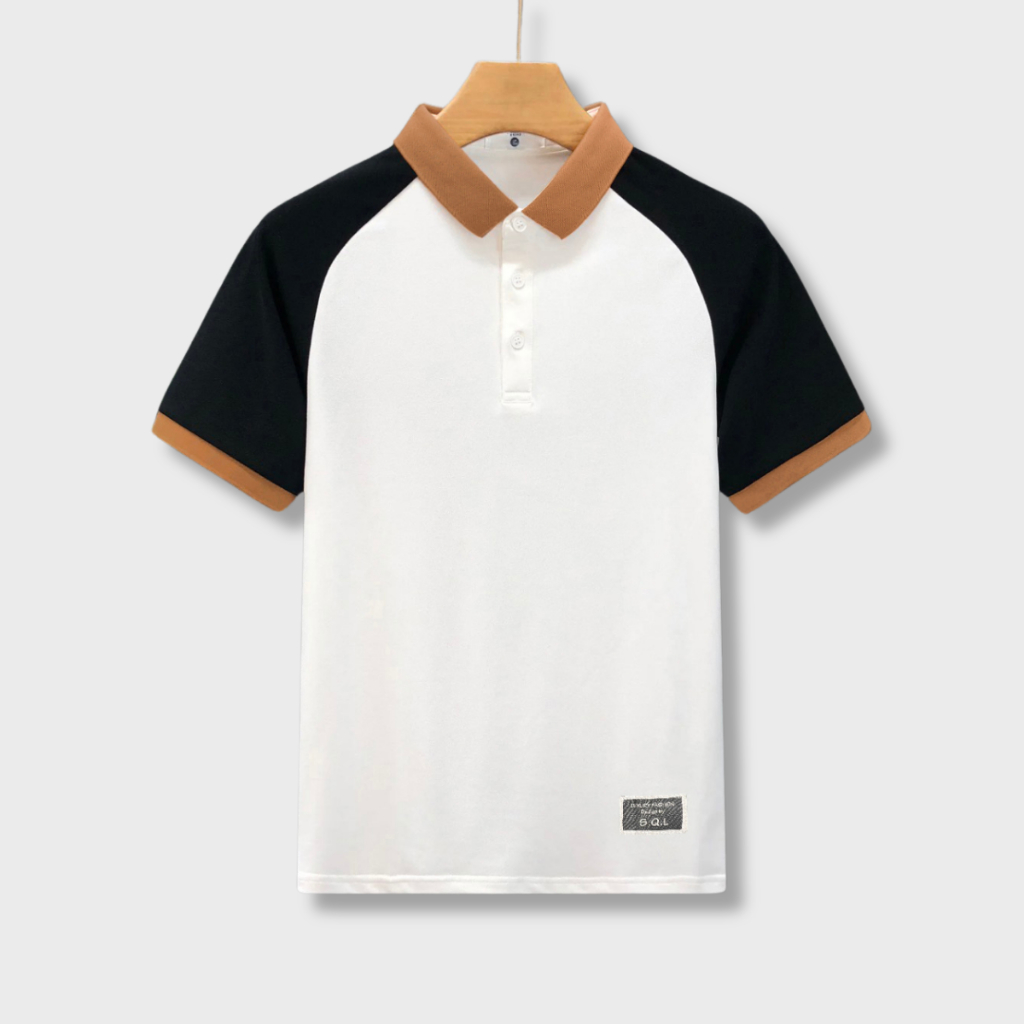 เสื้อยืดโปโลแขนสั้นผู้ชาย Simple Style - เสื้อโปโลพื้นฐานดีไซน์หรูหราในผ้าคอตตอนจระเข้ยืด 4c POLOMAN