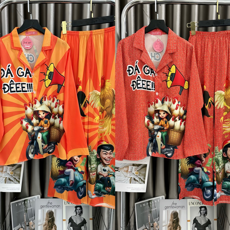 Scratch Silk Pajama Set, CHICKEN STONE Pajama Set with Pockets