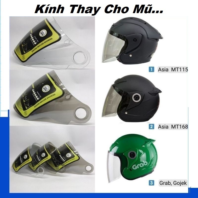 แว่นสํารองสําหรับ Asia MT115, Asia MT168, หมวกกันน็อค Gojek, แว่นถอดได้สําหรับ MT168, หมวกกันน็อค MT