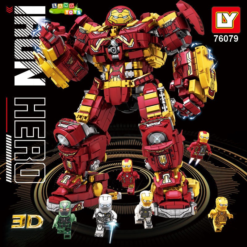 Lego Marvel Avengers หุ ่ นยนต ์ รุ ่ น IronMan Hulk Buster MK44 End เกม No.LY76079 พร ้ อม 1850 + ชิ ้ นปริศนา