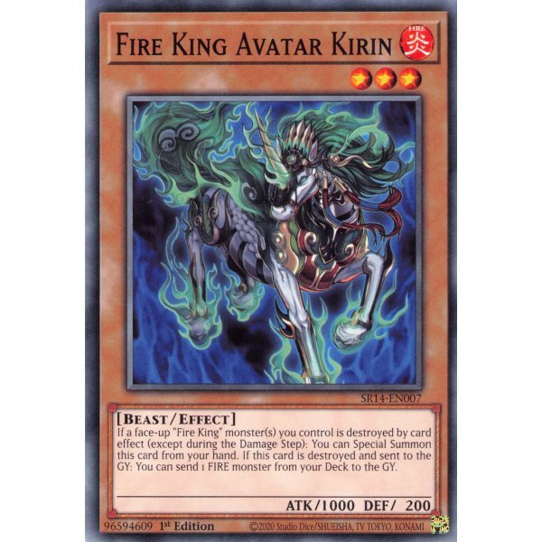 การ ์ ด Yugioh - Fire King Avatar Kirin - SS14-EN007 - Common 1st Edition - Monster Effect