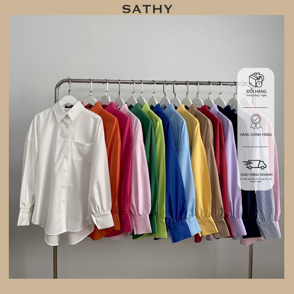 เสื้อเชิ้ตผู้หญิง CATHY หลากสี ทรง oversize วัสดุเคทคุณภาพสูง - SM001