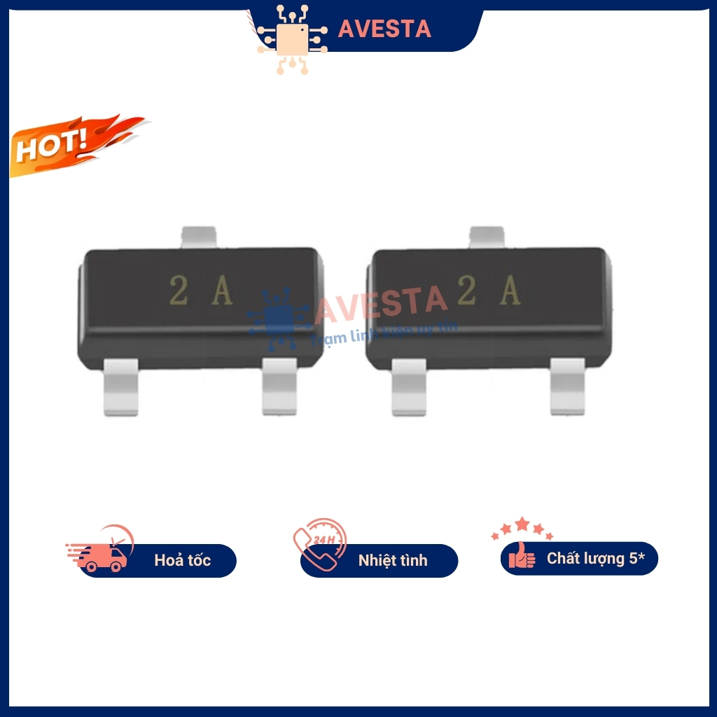 ทรานซิสเตอร์ 2N3906 MMBT3906 2A/H2A 0.2A 40V SOT-23 กระเป๋า 10 ชิ้น Aveta คุณภาพดี