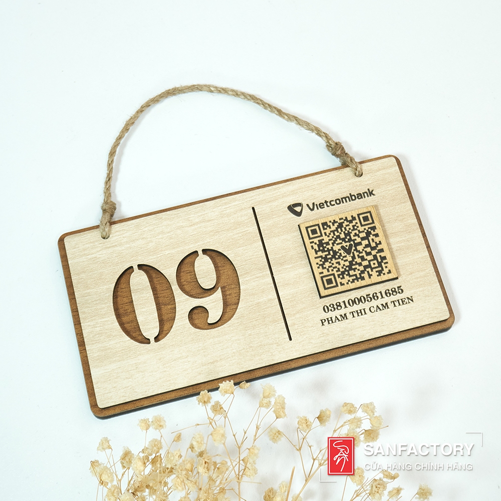 [SAN-TS04] บอร์ดไม้รหัส QR เชื่อมต่อ wifi รหัส QR เมนู QR..+ หมายเลขโต๊ะติดผนัง สติ๊กเกอร์ติดผนัง ตั