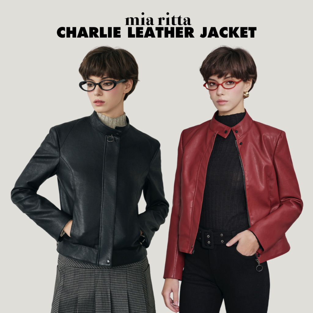 เสื้อแจ็คเก็ตหนัง Charlie Mia Ritta A2186 - เสื้อแจ็คเก็ตหนังซิปยาวปานกลาง