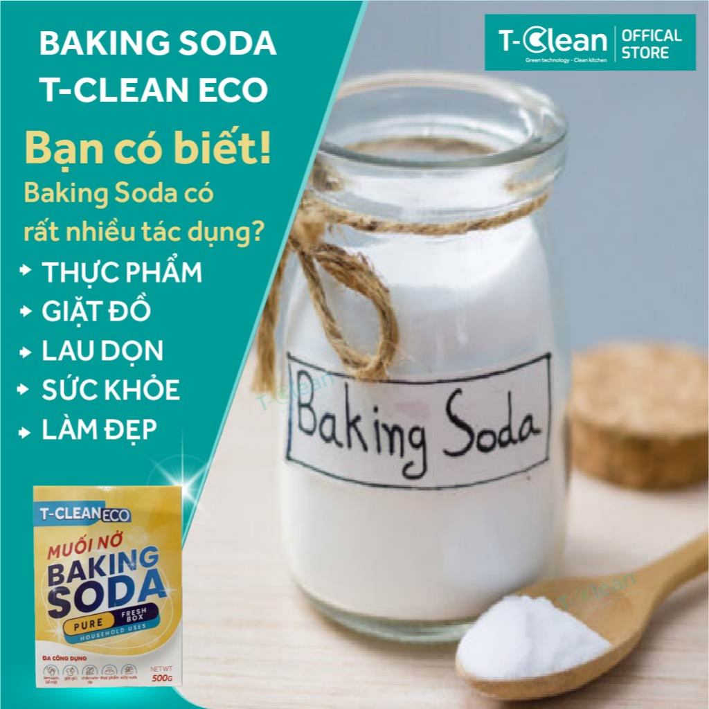 Baking Soda T-Clean 750g อเนกประสงค์ ล้างผัก ผลไม้ อาหาร ดับกลิ่นและฆ่าเชื้อ