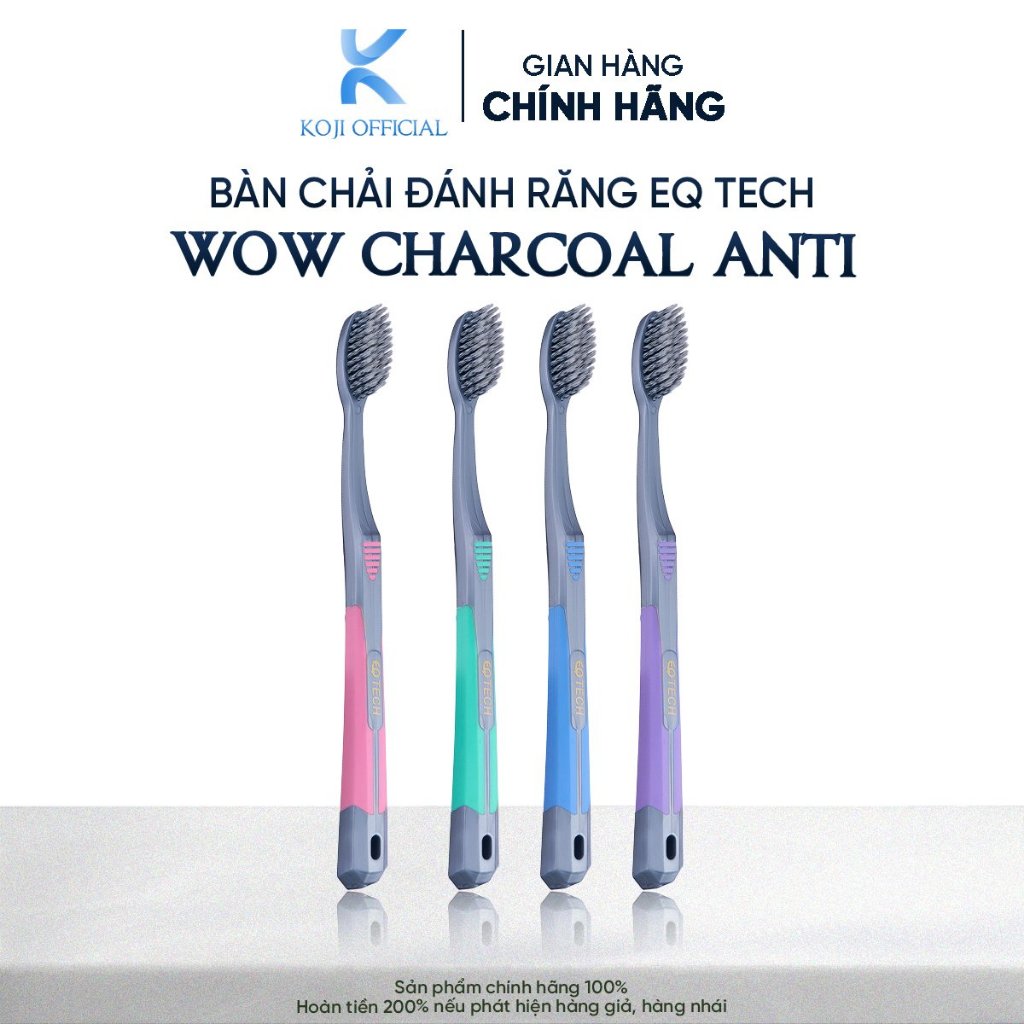 EQ Tech Wow Charcoal Antibac แปรงสีฟันขนนุ่มปกป้องเหงือก