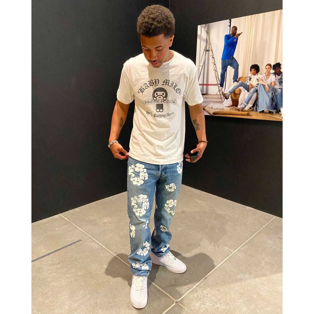 กางเกงยีนส์ Kanye Denim Tears แบบมาตรฐานคุณภาพสูง กางเกงยีนส์สําหรับผู้ชายและผู้หญิง