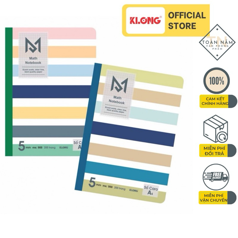 โน๊ตบุ๊ค KLONG A4 เย็บสัน Caro - 200 หน้า (MS: 988)