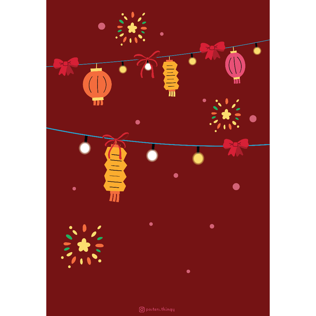 พิมพ์โปสเตอร์ Thingy Traditional Tet Green and Red New Years Eve - New Year - A3 A4