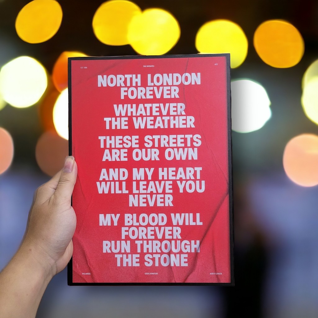 ️ โปสเตอร์ North London Forever Song - Arsenal Louis Dunford: The Angel Poster รูปลอกติดผนัง