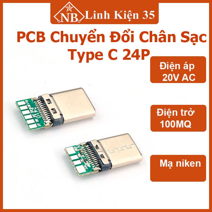 PCB แปลงพินชาร์จ Type C 24P