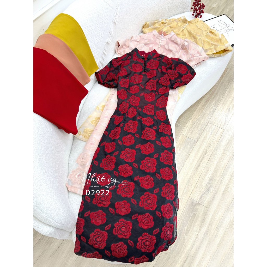 Maihouse big-size ao dai พร้อมปกรถไฟและกระดุมผ้าไหมปักดอกไม้เมทาลิค เหมาะสําหรับออกนอกบ้านบนถนนฉลองป