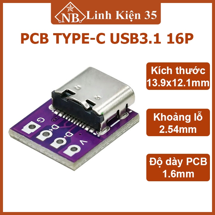 ส่วนประกอบ PCB TYPE-C USB 3.1 16P