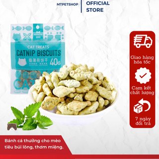 Bánh Cá Thưởng Cho Mèo Biscuits Catnip 40g Hỗ Trợ Tiêu Búi Lông, Thơm Miệng
