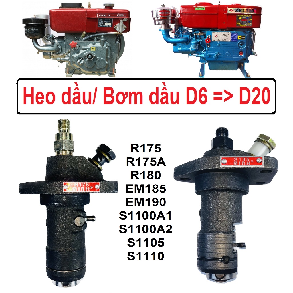 ปั้มน้ํามันปั้มน้ํามัน D6 -> D20 MINH รวมประกอบปั๊มน้ํามันดีเซล D7 D8 D9 D10 D12 D15 D18