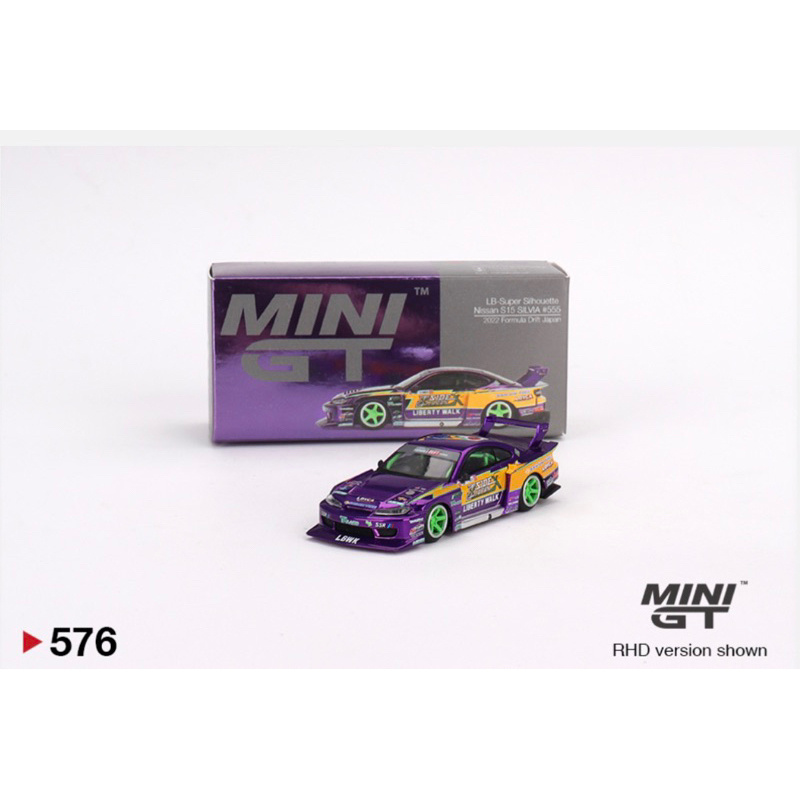 [Hanoitoys]MINI GT 1/64 Nissan S15 SILVIA LB-Super Silhouette 555 2022 Formula Drift Japan RHD