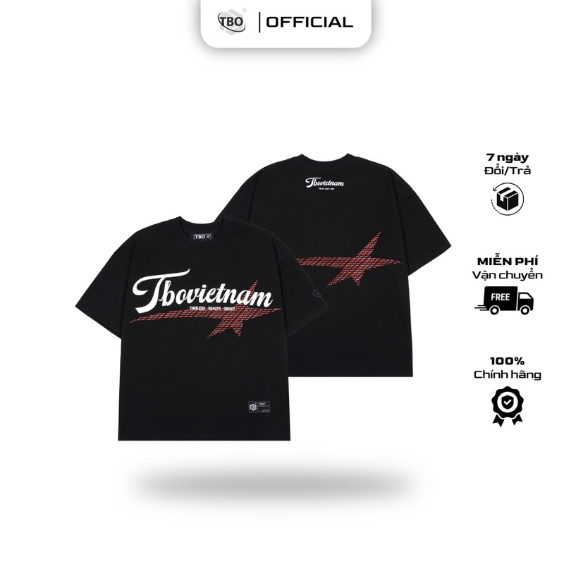 BOXY RETRO VIETNAM 24 Short Sleeve TEE - BLACK 100% Cotton 250gsm - ของแท้ TBO Local Brand