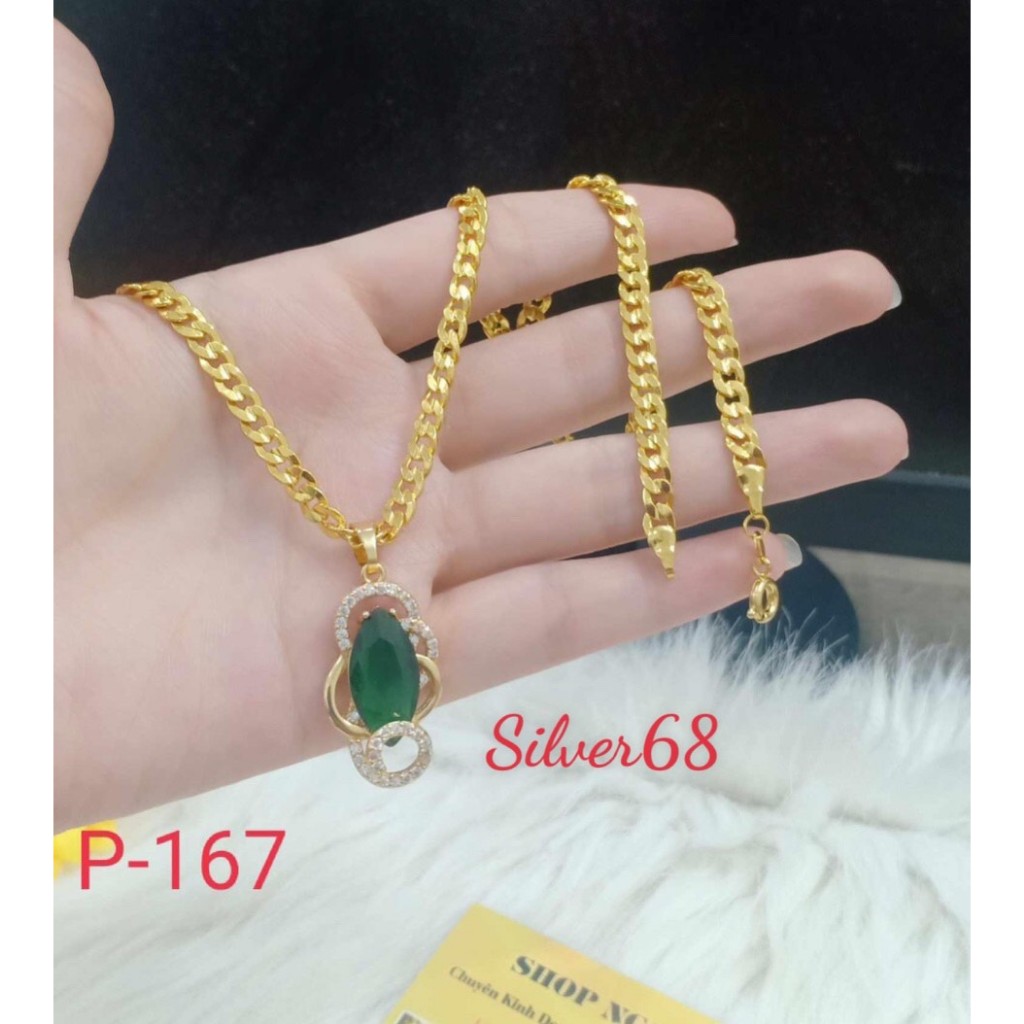 สร้อยคอผู้หญิง โซ่พลิกหน้าหินน่ารัก สีเงิน68DTS1568+MTS0306