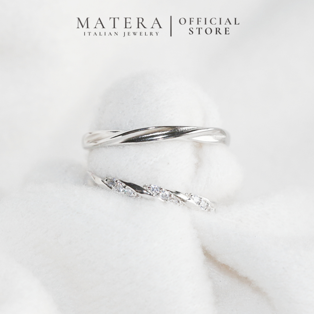 Matera S925 แหวนคู ่ เงิน Blink Infinity Swirling Stone Mobius ของขวัญมากคนรัก MNH10