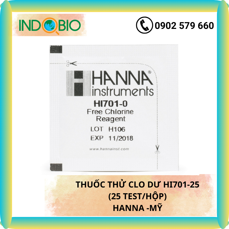 [GENUINE] Hi701-25 Chlorine TEST, 25 TESTS/กล่อง, ฮันนา-USA [COAUDE INCLD]