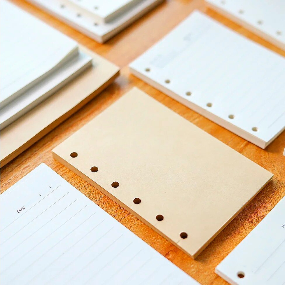 [A5] สมุดโน๊ต 6 รู ขนาด A5 14.5x20.5 ซม. กระดาษครีม Ford 100gsm/ คราฟท์ญี่ปุ่น 80gsm