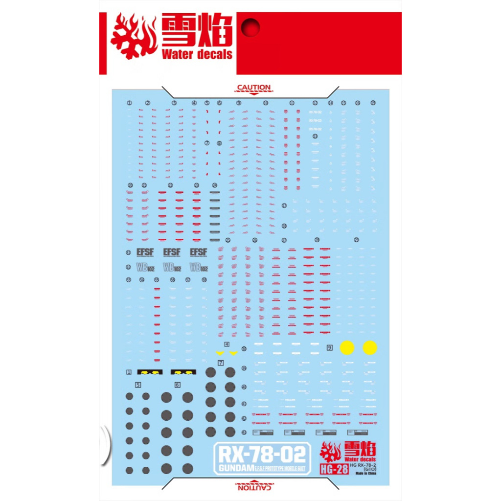 XUEYAN XY MODEL DECAL - HG-28 - REFLECTIVE WATER DECAL สําหรับ HG 1/144 RX-78-2 VER GTO รุ่น