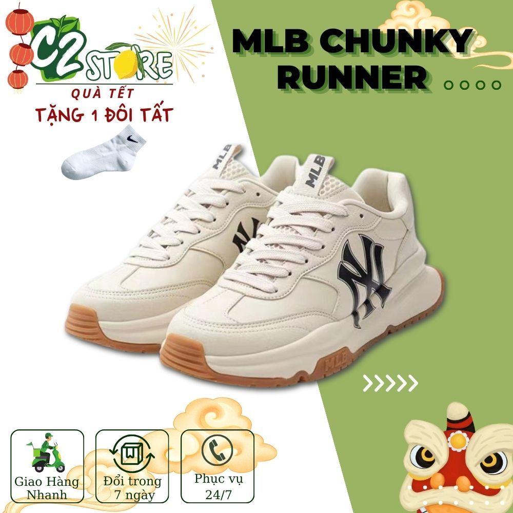 Mlb Korea Chunky Runner Basic New York Yankees, mlb Chunky Runner Basic LA Dodgers Ivory รองเท้าผ้าใบเวอร์ชันใหม่
