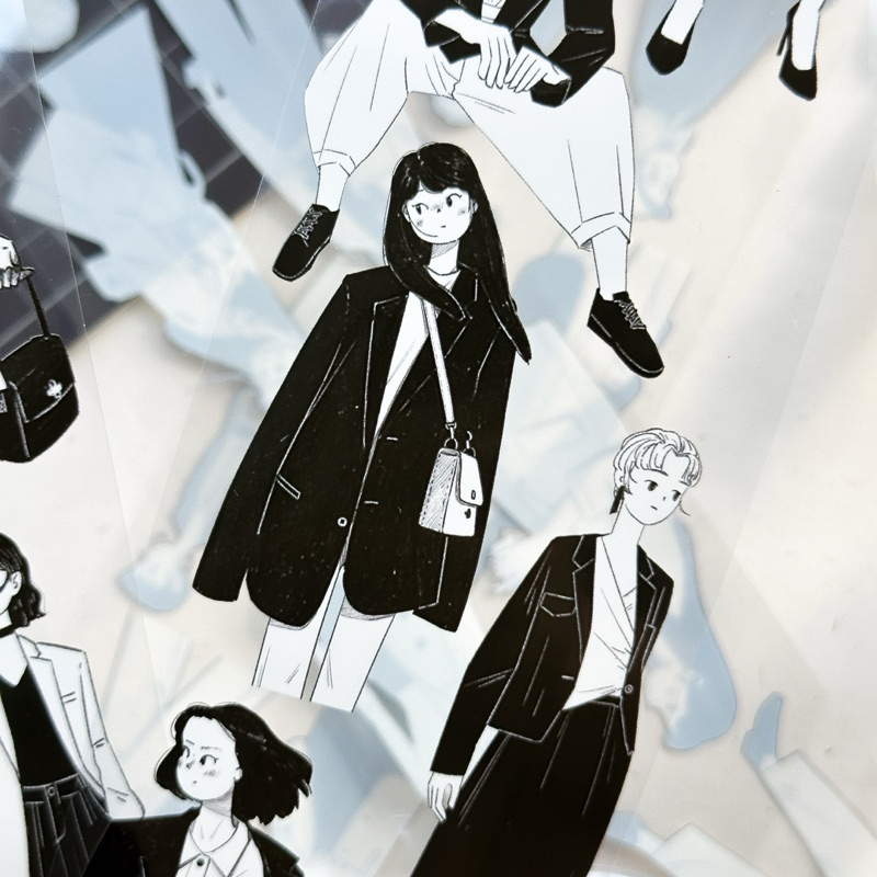Saunery - KAIXUN - เทป PET สําหรับสาวบุคลิกโทนขาวดํา | รอบ 6.5x150ซม