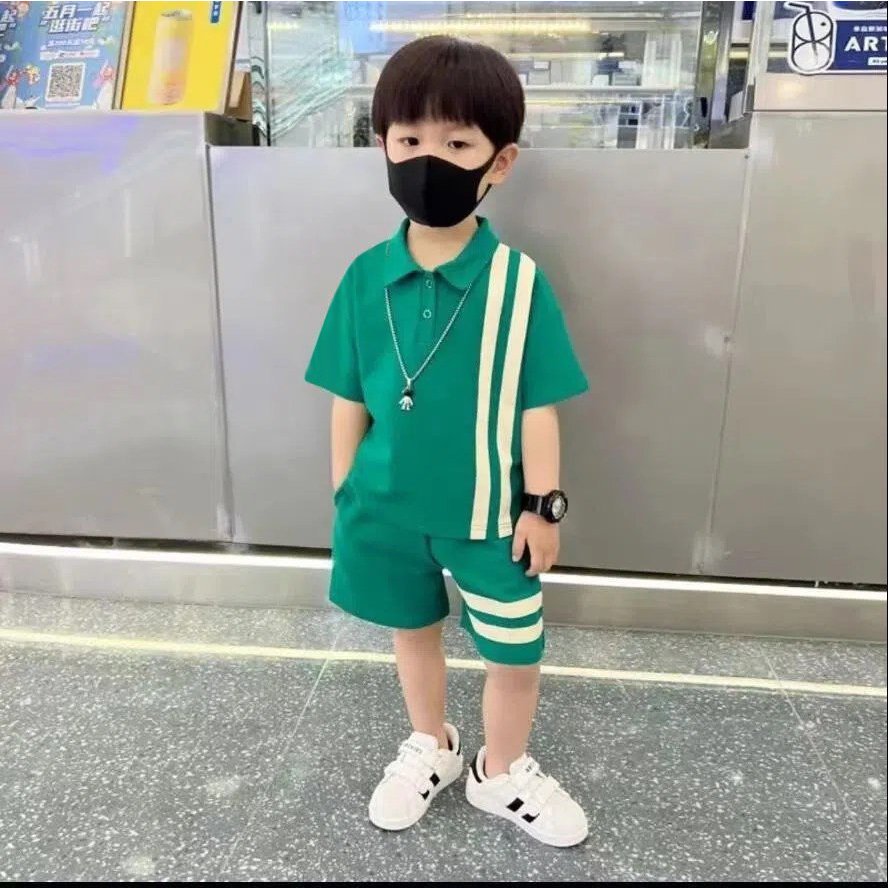 ชุดเสื้อผ้าแขนสั้น 2 แถบจระเข้โพลีมีสไตล์สําหรับเด็กทารก 8-20กก